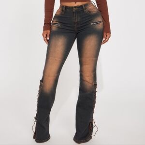 Motorcycle Tinted Lace Up Mid-Rise Jeans 10-12